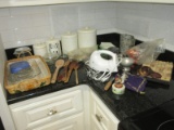 Lot Kitchenware GE 200 Watt Hand Mixer, Tin Canisters, Wine Bottle Corks Trivet, Hand Sifters,
