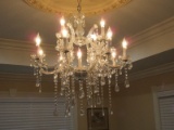 Exquisite 13 Candle Crystal Chandelier Luxurious Curvaceous Shape Arms Heavily Adorned