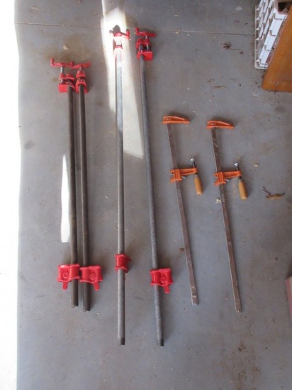 Lot Wood Working Bar Clamps, Spring Clamps Ratcheting Clamps