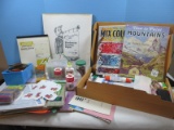 Lot Children's Art Supplies, 5 Vintage Artwork Instructional Books, Etc.