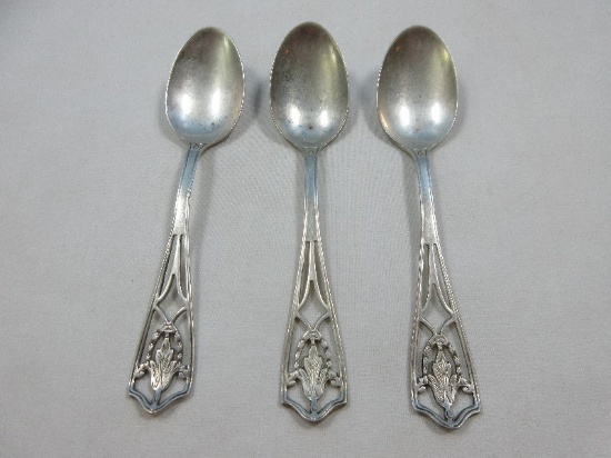 R. Wallace & Sons Mfg. Co. Set of 3 Cut Out Design Handle Sterling Silver 4 1/4" Demitasse