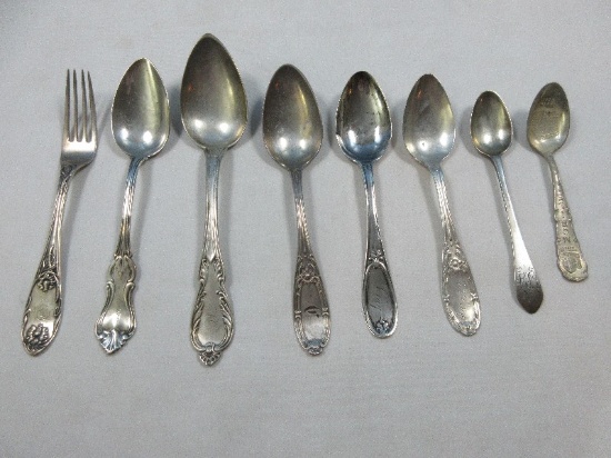 6pcs Possibly Antique Unmarked Sterling Silver by Various Makers- John Polhamus Pat. 1857,