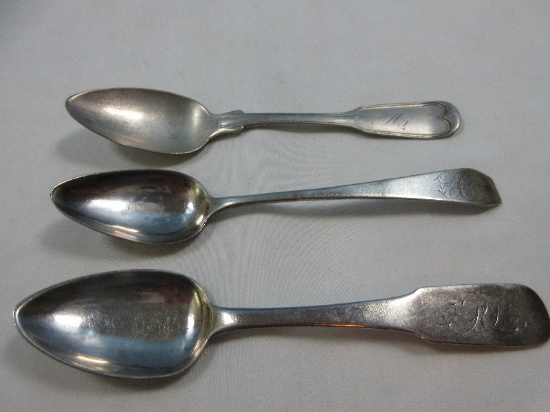 3 Antique Coin Silver Spoons w/Monograms