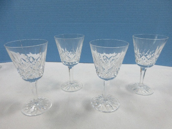 Set of 4 Signed Waterford Crystal Lismore Pattern 5 7/8" Claret Wine 6oz Blown Glass Multi-