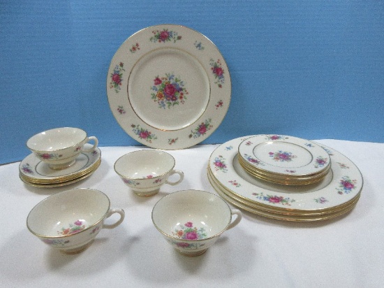 16pcs Lenox Fine China Rose Pattern Dinnerware Consist of 4pc Place Setting for 4-Appears New