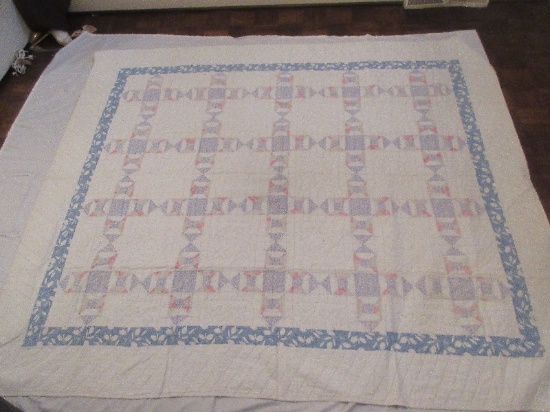 Vintage Summer Patchwork Quilt Combination Spool & Bow Tie Patterns w/Stitching Design