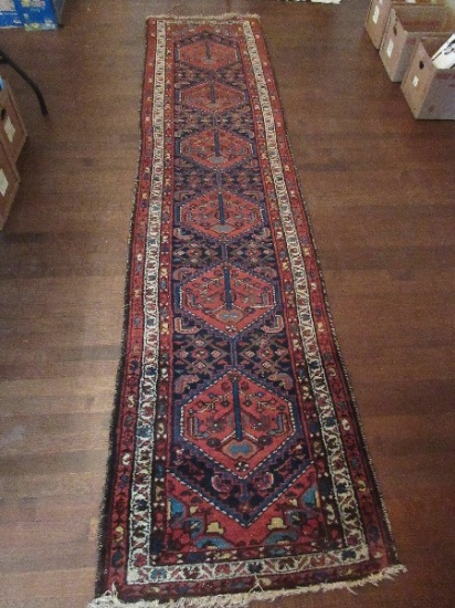 Exquisite Antique Persian Rug Runner Bakhtiari or Similar Pattern- 28 1/2" x 120"