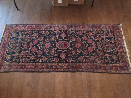 Early Persian Mahal Rug Runner Center Medallion Design w/Floral & Vines Motif