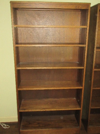 Solid Oak Traditional Bookcase w/Adjustable Shelves- Approx 73"H x 36 5/8" x 12"