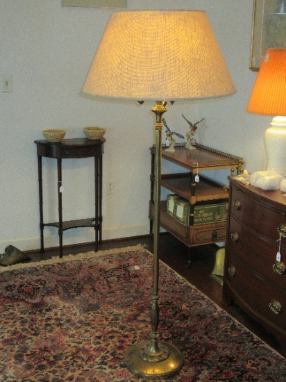 Traditional Candelabra 3 Arm Floor Lamp w/Center Torchiere Light Art Deco Stylized