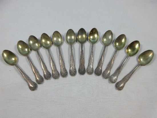 12 Gorham Sterling Silver Lancaster Pattern 4" Demitasse Spoons Gold Wash Bowl-Wgt. 94.44G+/-