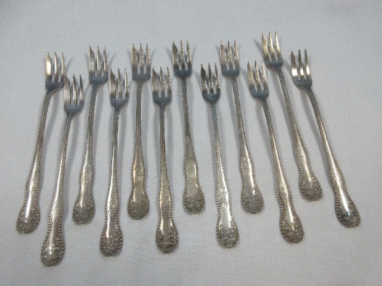 12 Gorham Sterling Silver Lancaster Pattern 5 3/8" Oyster Forks- Wgt. 164G+/-