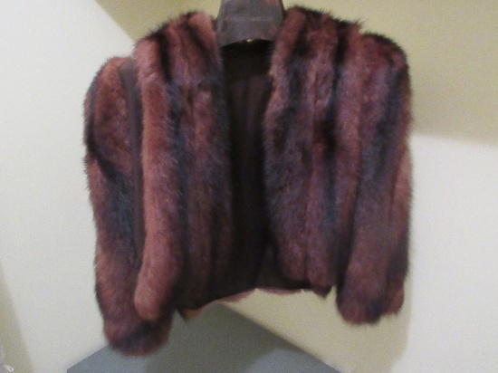 Designer Dark Brown Mink Fur Shrug Half Jacket-No Labels. Collar to Waist Approx 18"L