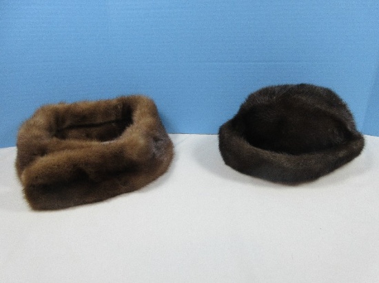 B. Altman & Co. Fashionable Ladies Mess. Alice Mink Fur Hat & Fur Mink Collar, Removable Acc