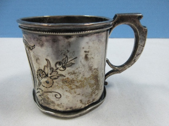 Antique W & H Sterling Silver 900/1000 Childs Cup Engraved 1869 w/Name- Wgt. 68G+/-