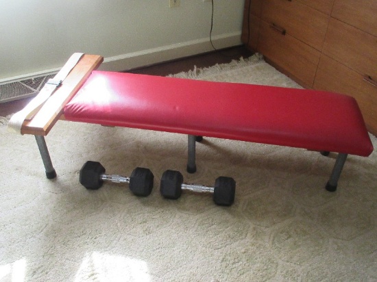 Sit Up Bench w/Pair 20Lb Dumbbells