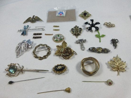 Collection Fashion Brooches, Pins Dragonfly w/Abalone Shell Wings, 12Kt Gold Filled 1/2' Stem