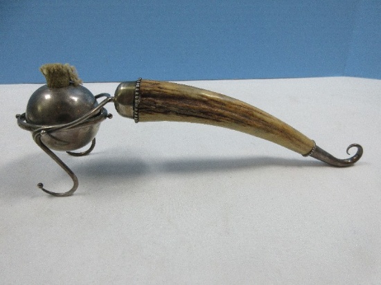 Rare Antique Sterling Gimbal Cigar Lighter Silver Base & Antler Handle 10"L- Est. $1,500+