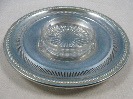 9"D Watrous Mfg. Co. Kenlin Worth Sterling Silver Coupe Plate w/Reticulated Embossed Rim &