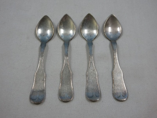 Set 4 Sterling Silver Fiddle Thread Demitasse 3 1/8" Spoons- Wgt. 31.82G+/-