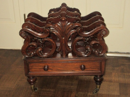 Splendid English Canterbury Heavily Embellished Low Open-Topped Stand w/Vertical Slatted