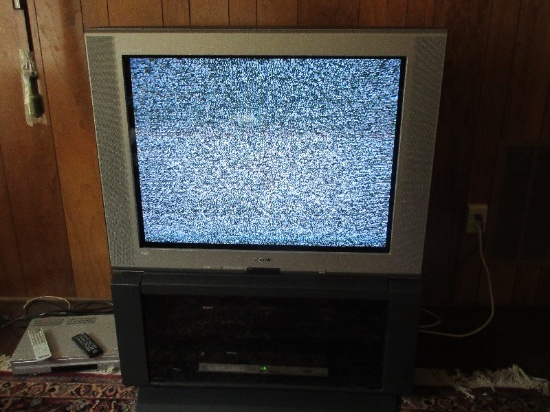 Electronics Lot Sony Trinitron XBR Flat Screen 36" TV on Stand, Sony DVD/CD Player Model