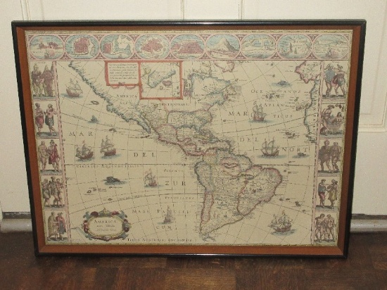 Americae Nova Tabula Map by Willem Janszoon Blaeu Renowned Dutch Cartographer in Two