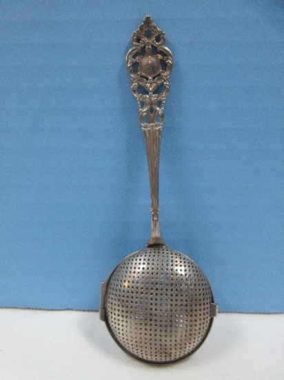 Sterling Silver Tea Strainer Pierced Ornate Handle- Wgt. 30.77G+/-