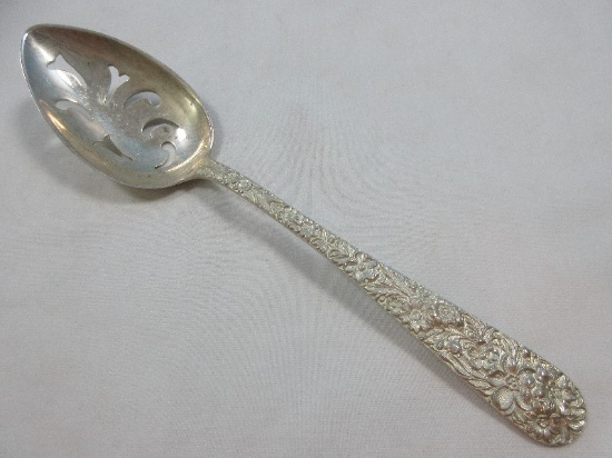 S. Kirk & Son Inc. Sterling Silver Repousse Pattern 8 3/8" Pierced Tablespoon/Serving Spoon-
