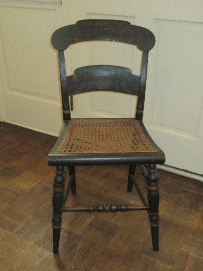 Hitchcock Alford & Co. American Classic Chair w/Cane Seat Gilt Stencil Cornucopia Back