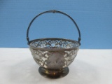Shreve, Crump & Low Co. Sterling Silver Footed Ornate Pierced Design Basket w/Swing Handle &