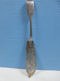 British Hallmark Sterling Silver Lion Passant Mark Fish Slice Serving Utensil- Approx 12 7/8