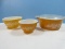 4 pcs Vintage Pyrex Butterfly Gold 2 Pattern 2 Nesting Mixing Bowls 750 mL/1.5 L Covered