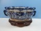 Bombay Co. Beautiful Vintage Blue and White Chinoiserie Oval Planter or Foot Bath