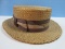 Early Stetson Medalist Sinclair Men's Wear Straw Hat/Brater's Hat w/ Ribbon Circa 1930s-40s