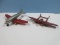 Lot Pressed Steel Painted Red Wyandotte P-38 Airplane and Wyandotte Pressed Steel Airplane