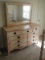 Fabulous Farmhouse Bowfront Double Dresser w/Attached Framed Mirror & Dovetail Drawers