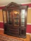 Grandiose 2pc Collezione Europa Furniture Mahogany Breakfront Lighted China Cabinet Beveled