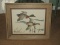 Beautiful Counted Cross Stitch Mallard Drake & Hen in Flight in Rustic Frame Dated 89
