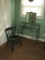 Spindle Back Chair & Vanity w/Glass Distress Painted Patina & Pair Frame Mirrors