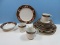 16pcs Sakura Vitromaster Dinnerware Avalon Pattern Multicolor Fruit Rim Black/Tan Trim Design