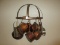 Great Deal! Lot Gourmet Half Dome Pot Rack w/Grid In Center & Brass Handle Cookware Pots,