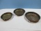 Set of 3 Vintage Copper Colander Kitchenware Strainers Loop for Hanging Colonial American