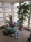 Lot 6ft Silk Tree in Basket, Whimsical Figural Pig Planter, Decorative Planters, Plant Stand etc.