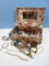 Remarkable Deal-Fabric Floral Jewelry Box Chest w/Misc Fashion Designer Jewelry. Necklaces,