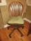 Classic Oak Paddle Back Windsor Style Desk Chair on Casters