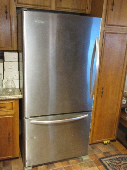 KitchenAid Stainless Refrigerator Bottom Drawer Freezer Some Dings in Bottom Drawer
