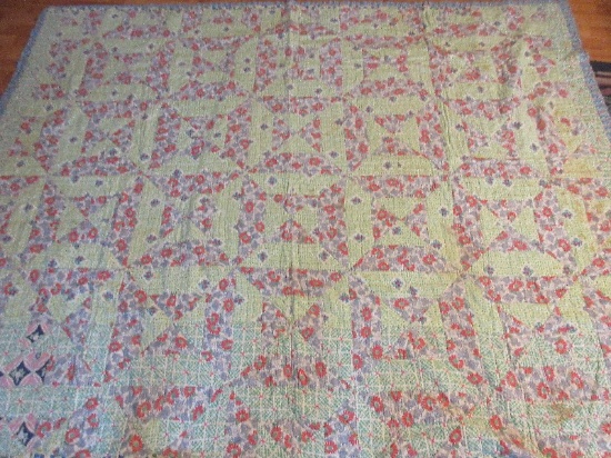 Vintage Summer Quilt Pattern Possibly Whirlyu Gig Approx. 68" x 82"