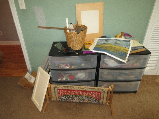 Big Lot  Crafting Supplies Needlework Patterns, Glue Gun, Various Colors of Thread,Rulers,etc