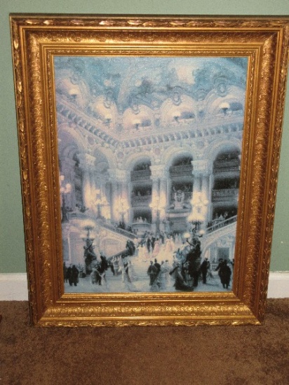Titled "The Opera Grand Staircase" Fine Artwork Attributed to Louis Beroud French Artist